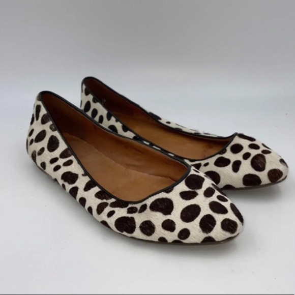 Madewell Shoes - 1937 Madewell calf ponyhair animal dot print ballet flats brown white